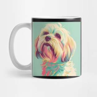 70s Tibetan Terrier Vibes: Pastel Pup Parade Mug